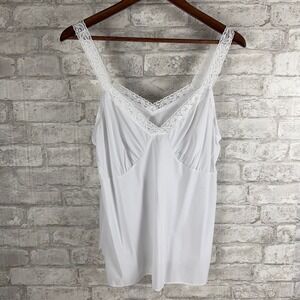 Shadowline White Nylon Lace Trimmed‎ Lingerie Cami Camisole Top Size 40 Elegant